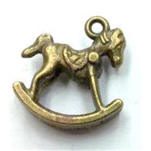 Tibetan silver horse pendant, non-nickel, bronze, approx 21x22mm