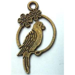 Tibetan silver bird pendant, non-nickel, bronze, approx 15x28mm