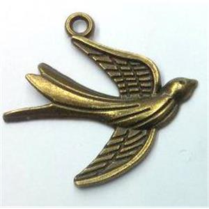 Tibetan silver bird pendant, non-nickel, bronze, approx 28x30mm