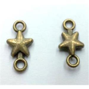 tibetan silver star connector non-nickel, bronze, approx 7.5x15mm