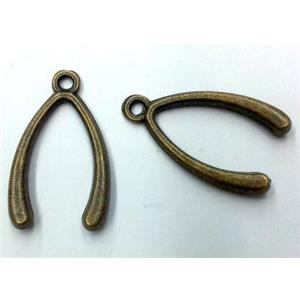 tibetan silver wishbone pendant non-nickel, bronze, approx 14x24mm