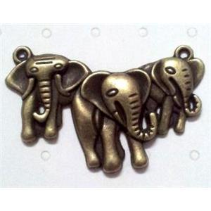 tibetan silver elephant pendant non-nickel, bronze, approx 28x45mm