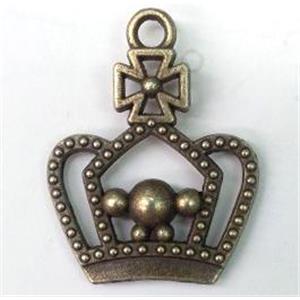 tibetan silver crown pendant non-nickel, bronze, approx 20x25mm