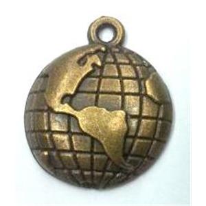 tibetan silver earth pendant non-nickel, bronze, approx 15x19mm