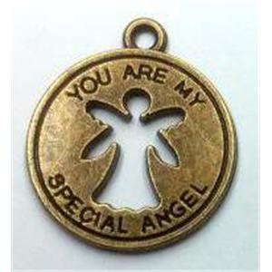 special angel, tibetan silver pendant non-nickel, bronze, approx 19x22mm