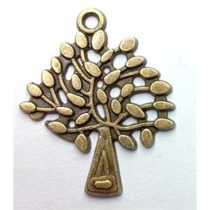 tree of life, tibetan silver pendant non-nickel, bronze, approx 24x29mm