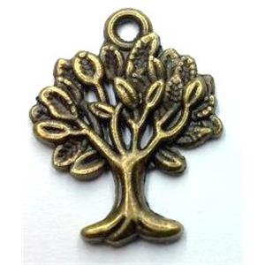 tree of life, tibetan silver pendant non-nickel, bronze, approx 17x22mm