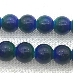 blue Lampwork Glass Beads, round, approx 8mm dia, 50pcs per st