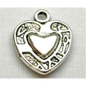 Tibetan Silver Heart Pendant Non-Nickel, 12mm wide