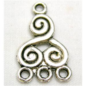 Tibetan Silver Pendant Non-Nickel, 12x21mm