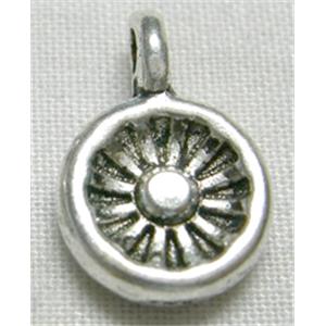 Tibetan Silver Charms Non-Nickel, 8.9mm dia, 12.9mm high