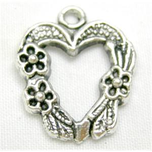 Tibetan Silver Heart Pendant Non-Nickel, 16mm wide