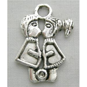 tibetan silver couple pendants, 15.8x23mm