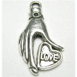 Tibetan Silver Lover Hand Non-Nickel, 31mm length