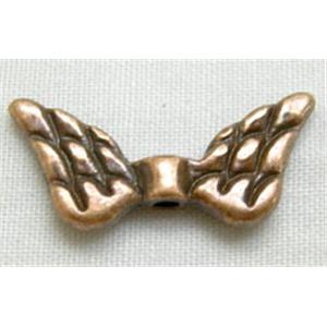 Tibetan Silver Angel Wings Non-Nickel, Antique Red, 19mm wide