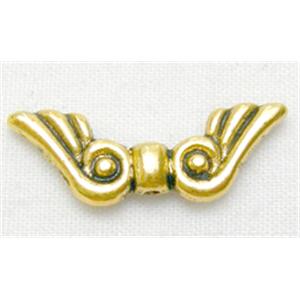 Tibetan Silver Angel Wing Charms, Gold Plated, 21mm wide