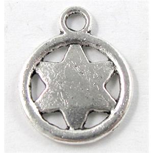 Tibetan Silver Charm Non-Nickel, 15mm dia