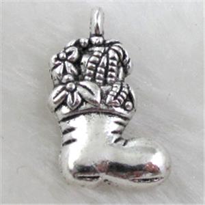 christmas shoes, Tibetan Silver pendant non-nickel, 13x20mm