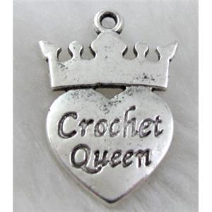 Tibetan Silver Crown Pendant non-nickel, 18x25mm