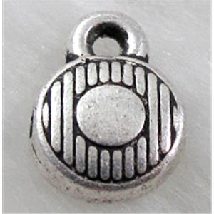 Tibetan Silver Pendants Non-Nickel, 8x11.5mm dia, 4mm thin