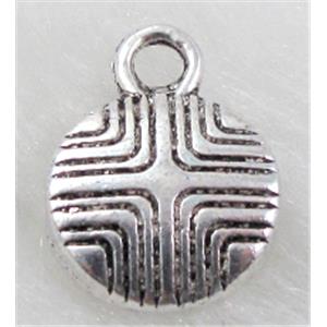 Tibetan Silver Pendants Non-Nickel, 10.5mm dia, 4mm thin