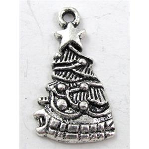 christmas tree, Tibetan Silver pendant non-nickel, 13x24mm