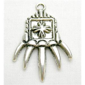 Tibetan Silver Charm Non-Nickel, 22x32mm