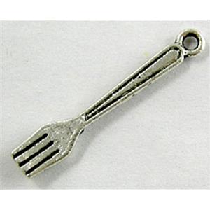 Dessert Fork, Tibetan Silver Charm Non-Nickel, 21mm length
