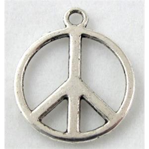 Tibetan Silver Peace Sign pendant non-nickel, 17mm dia