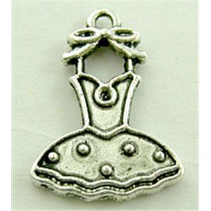 Skirt, Tibetan Silver Charm Non-Nickel, 15x21mm