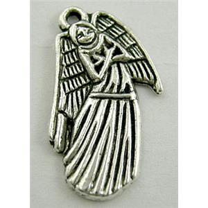 praying angel, Tibetan Silver Charm Non-Nickel, 18x30mm