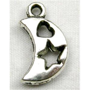 Tibetan Silver Moon Charms Non-Nickel, 17mm length