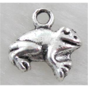 happy frog, Tibetan Silver pendant Non-Nickel, 12x12mm