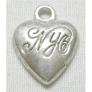 Tibetan Silver Heart Pendant Non-Nickel, 11x14mm