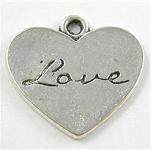 Tibetan Silver Love Heart pendant Non-Nickel, 21mm wide