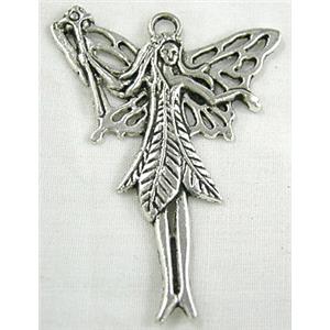 Angel, Tibetan Silver Charms Non-Nickel, 40x53mm