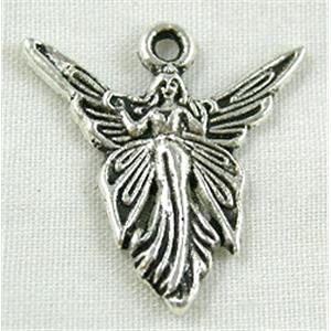 praying angel, Tibetan Silver Charms Non-Nickel, 19x20mm