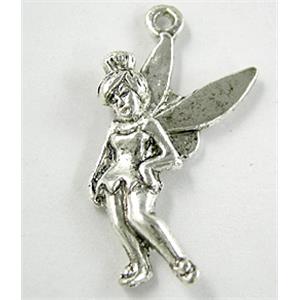 Tinkerbell pendant, Tibetan Silver Charm Non-Nickel, 25x40mm