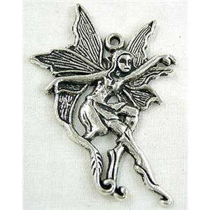 Angel, Tibetan Silver Charms Non-Nickel, 34x47mm