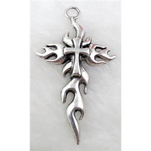 Religious Cross, Tibetan Silver Non-Nickel, 35x60mm