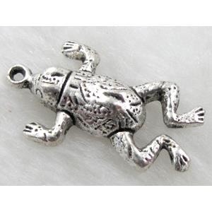 happy Frog, Tibetan Silver charm Non-Nickel, 15x28mm