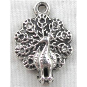 Tibetan Silver Peafowl Non-Nickel, 14.5x21mm