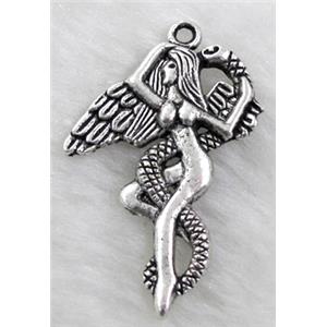 Praying Angel, Tibetan Silver Pendant Non-Nickel, 27x40mm