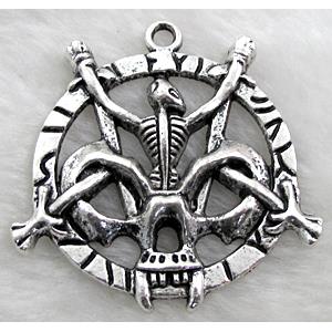 Tibetan Silver pendant non-nickel, 55mm dia