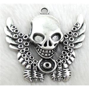 Skull Charms, Tibetan Silver Pendant Non-Nickel, 65x65mm