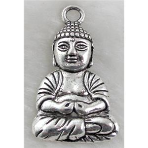 Tibetan Silver buddha Pendant non-nickel, 24x40mm