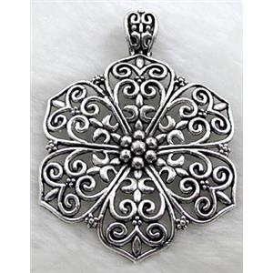 Tibetan Silver Flower pendant Non-Nickel, 60mm dia