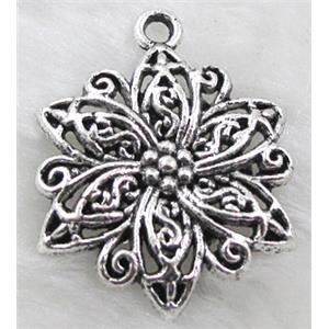 Tibetan Silver Flower pendant Non-Nickel, 26mm dia