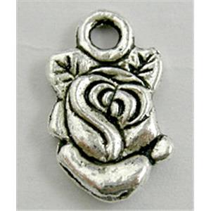 Tibetan Silver Flower pendant Non-Nickel, 11x18mm