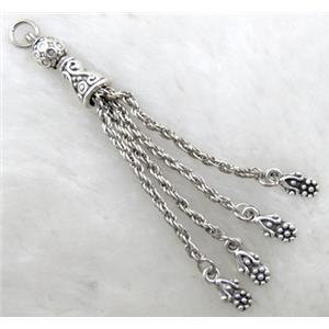 chain tassel, Tibetan Silver pendant non-nickel, 70mm length